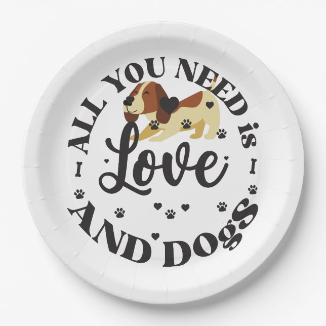 Plato De Papel "Amor y perros" Tema (Anverso)
