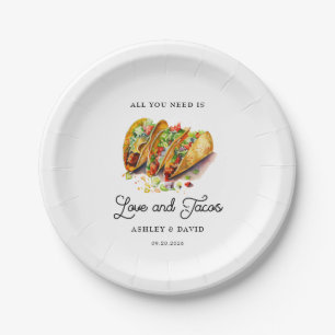 Plato De Papel Amor y Tacos   Fiesta de Compromiso 
