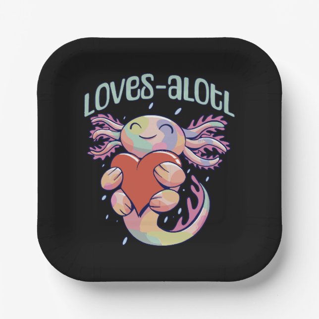 Plato De Papel Amores románticos - ajolote feliz (Anverso)