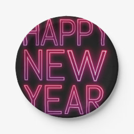 Plato De Papel Ampliar el degradado púrpura del año nuevo