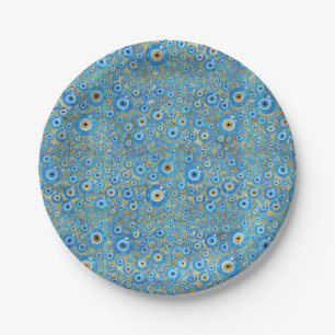 Plato De Papel Amuleto de cristal azul griego del mal de ojo