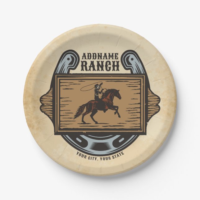 Plato De Papel AÑADIR A Vaquero DOMICILIO Rancho de Caballo de Fa (Anverso)