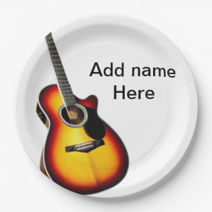 Plato De Papel Añadir el nombre texto guitarra acústica marrón ed
