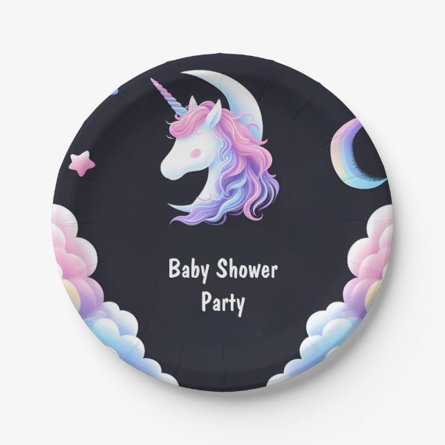 Plato De Papel Añadir espacio brillante Royal Pony Unicorn Baby S (Anverso)
