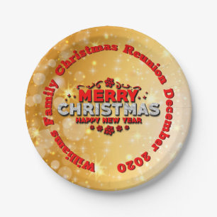 Plato De Papel Añadir nombre año coincidente Feliz Navidad 20xx 7
