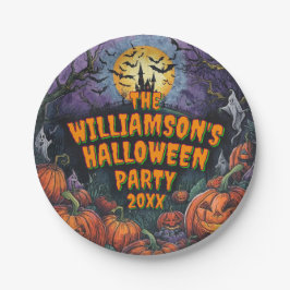 Plato De Papel Añadir nombre año fiesta de Halloween 7"