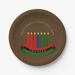 Plato De Papel Añadir nombre año Velas de Kwanzaa 7"