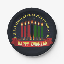 Plato De Papel Añadir nombre año Velas de Kwanzaa 7"