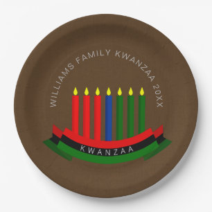 Plato De Papel Añadir nombre año velas de Kwanzaa 9"