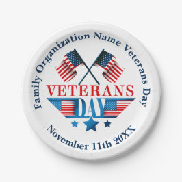 Plato De Papel Añadir nombre Texto Veteranos Fiesta de celebració