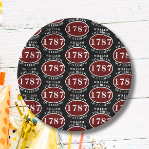 Plato De Papel Añadir Nombre Y Año De Nacimiento Negro