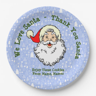 Plato De Papel Añadir nombres, amamos a Santa - Gracias Santa 9"