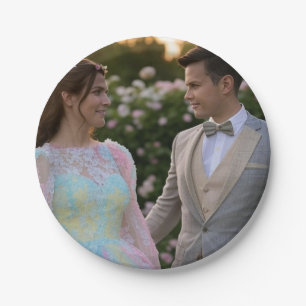 Plato De Papel Añadir Personalizar de fotografía Boda