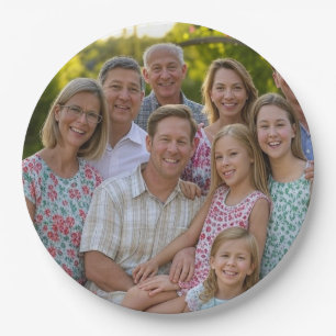 Plato De Papel Añadir Personalizar de fotografía de Reunión Famil