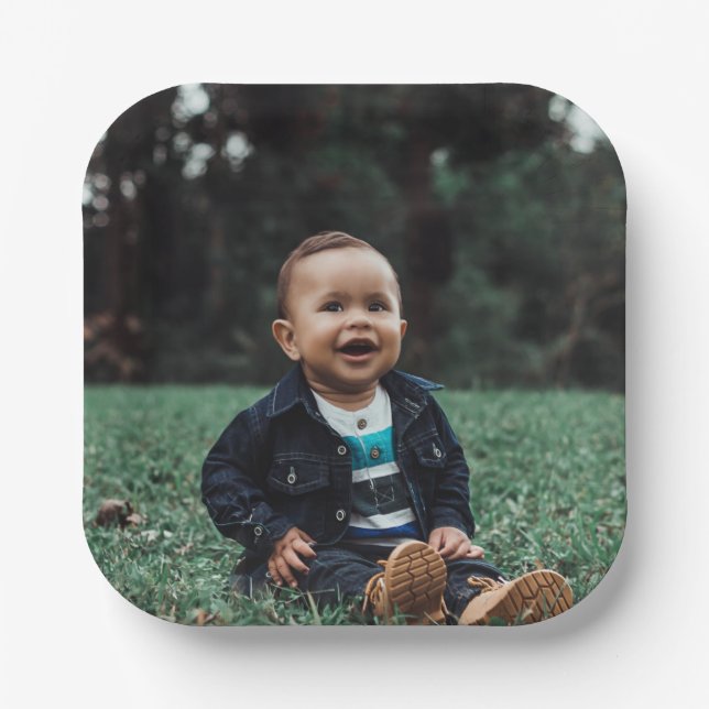 Plato De Papel Añadir su propia foto Personalizado (Anverso)