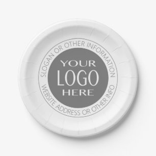 Plato De Papel Añadir su propio logotipo y texto circular