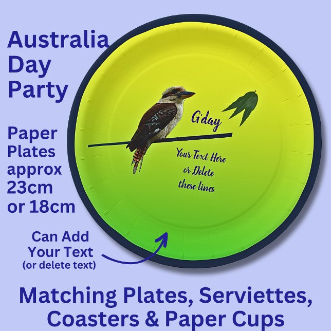 Plato De Papel Añadir tu texto, Kookaburra Australia Day Fiesta 9 (Subido por el creador)
