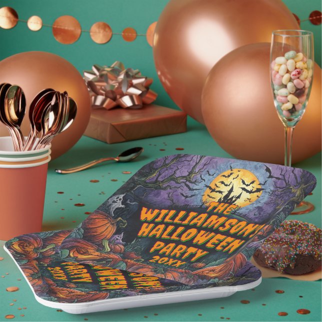 Plato De Papel Añadir un año de fiesta de Halloween (Multi)