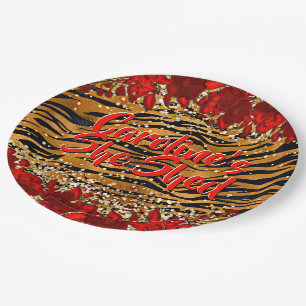 Plato De Papel Añadir un nombre de texto que le quitó las tiras d