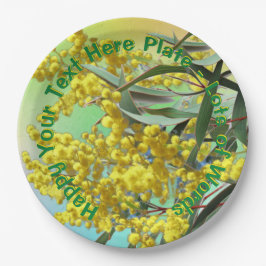 Plato De Papel Añadir Wattle & Gum Leaves Aussie 9"
