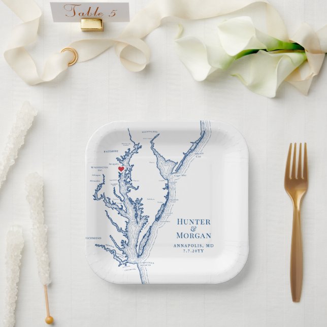 Plato De Papel Anapolis Chesapeake Bay Boda Engagement Party (Boda)