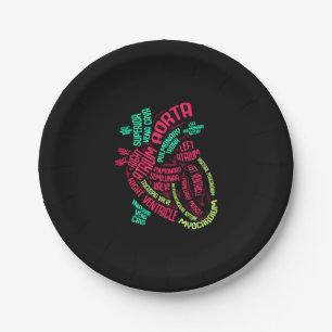 Plato De Papel Anatomía Del Corazón. -Regalo