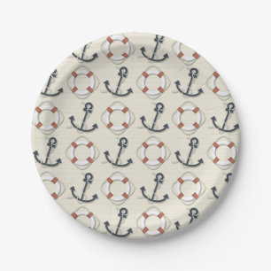 Plato De Papel Anchor Nautical