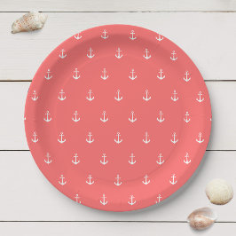 Plato De Papel Anclaje blanco con color de fondo editable