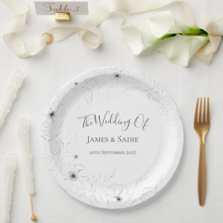 Plato De Papel *Anemona en blanco de 22,9 cm