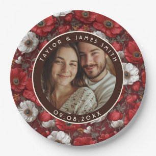 Plato De Papel Anémonas Tropicales Acentúan Boda de Verano