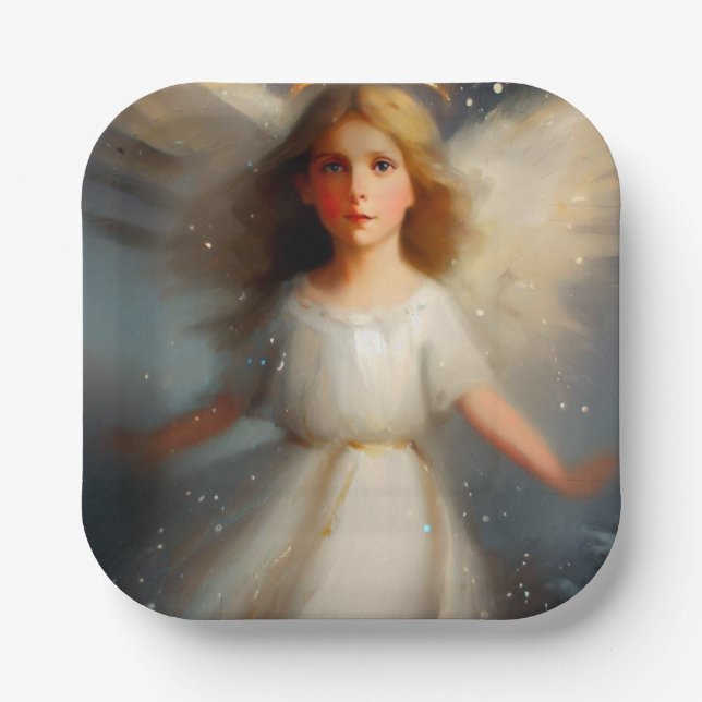 Plato De Papel Ángel 2 navidades (Anverso)