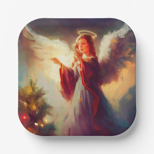 Plato De Papel Ángel 3 navidades (Anverso)