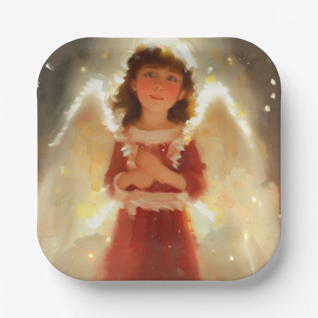 Plato De Papel Ángel 4 navidades (Anverso)
