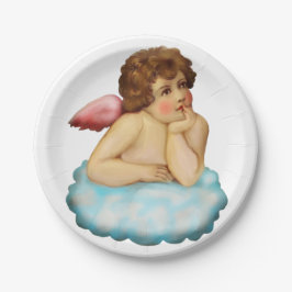 Plato De Papel Angel Cloud Cupido