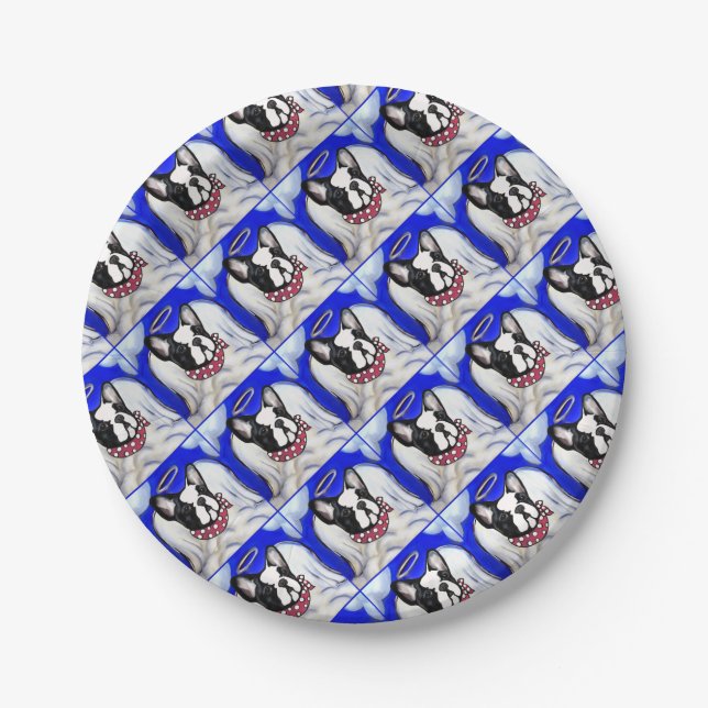 Plato De Papel Angel de Bulldog Francés (Anverso)