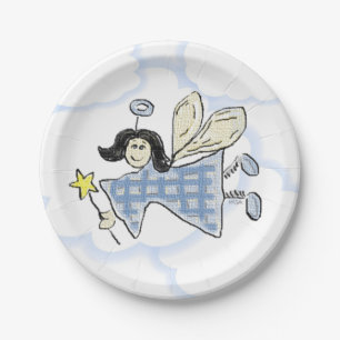 Plato De Papel Ángel/Hada (azul)