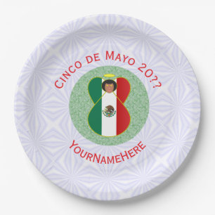 Plato De Papel Ángel Personalizado de Cinco de Mayo Mexicano 