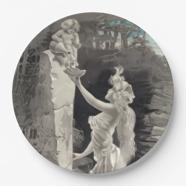 Plato De Papel Angel y Diosa San Valentín  (Anverso)