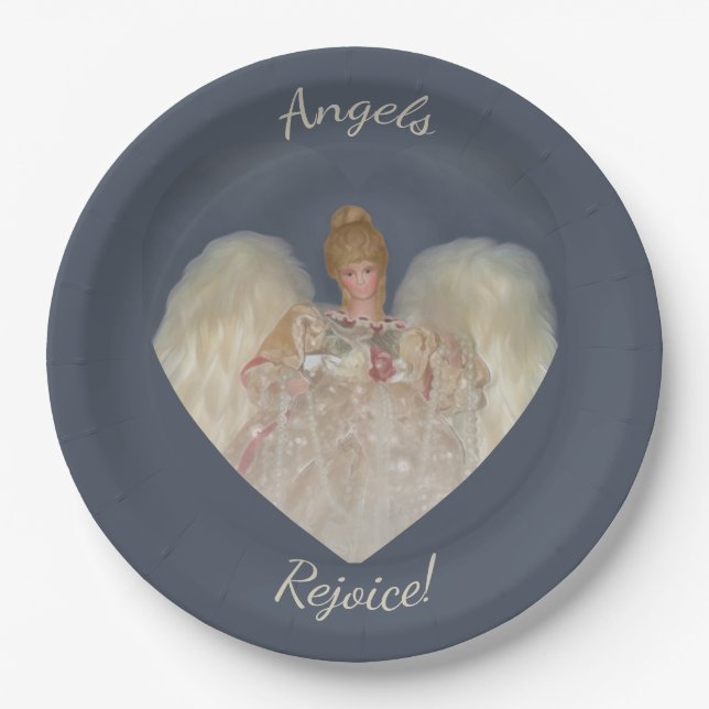 Plato De Papel Angels Rejoice Traditional Blue Holiday (Anverso)