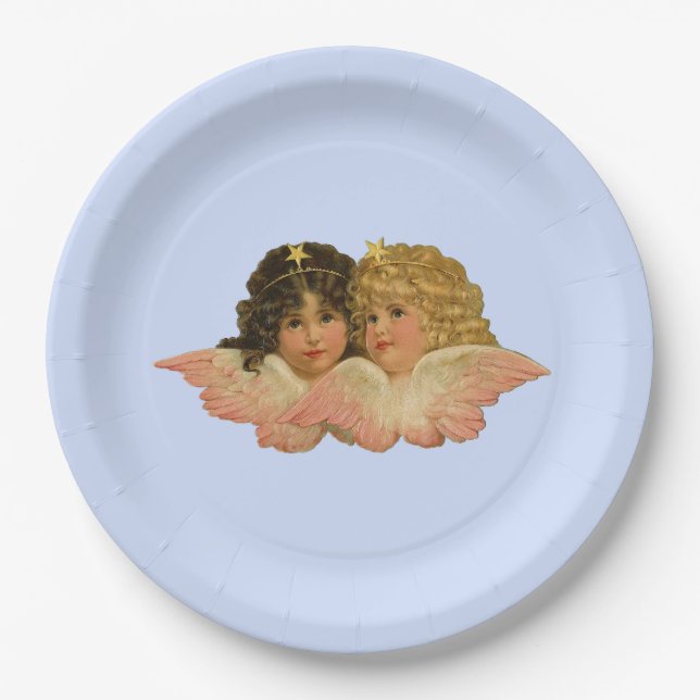 Plato De Papel Angels victorianos Baby Blue (Anverso)