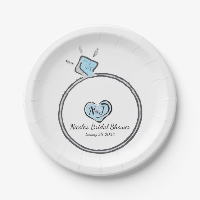 Plato De Papel Anillo de compromiso caprichoso Boda Aniversario d (Anverso)