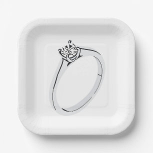 Plato De Papel Anillo de compromiso de diamante