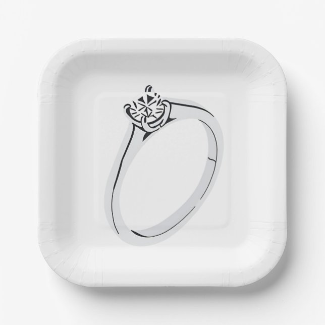 Plato De Papel Anillo de compromiso de diamante (Anverso)