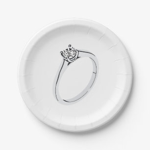 Plato De Papel Anillo de compromiso de diamante