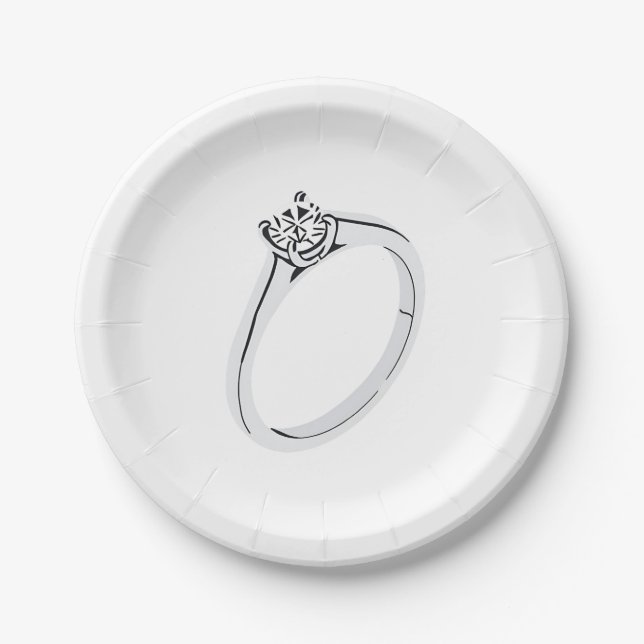 Plato De Papel Anillo de compromiso de diamante (Anverso)
