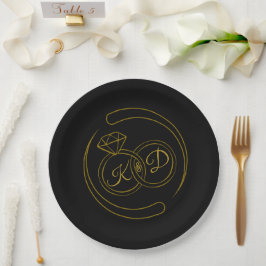 Plato De Papel Anillo de Compromiso de Oro Negro Editable