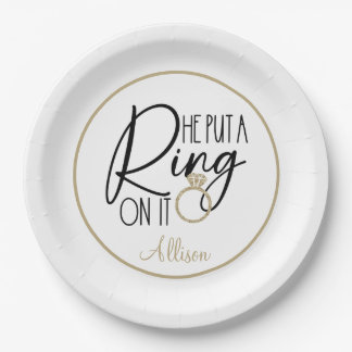 Plato De Papel Anillo moderno de oro negro