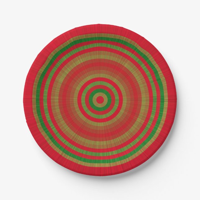 Plato De Papel Anillos de oro verde rojo (Anverso)