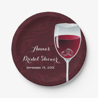 Plato De Papel Anillos en ducha de novia de vidrio de vino