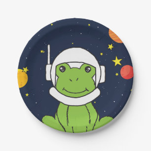 Plato De Papel Animal astronauta de rana con casco espacial Clipa